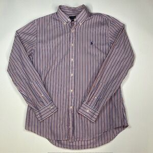Ralph Lauren Large Slim Fit Striped Button Down Shirt - Red, White, &‎ Blue